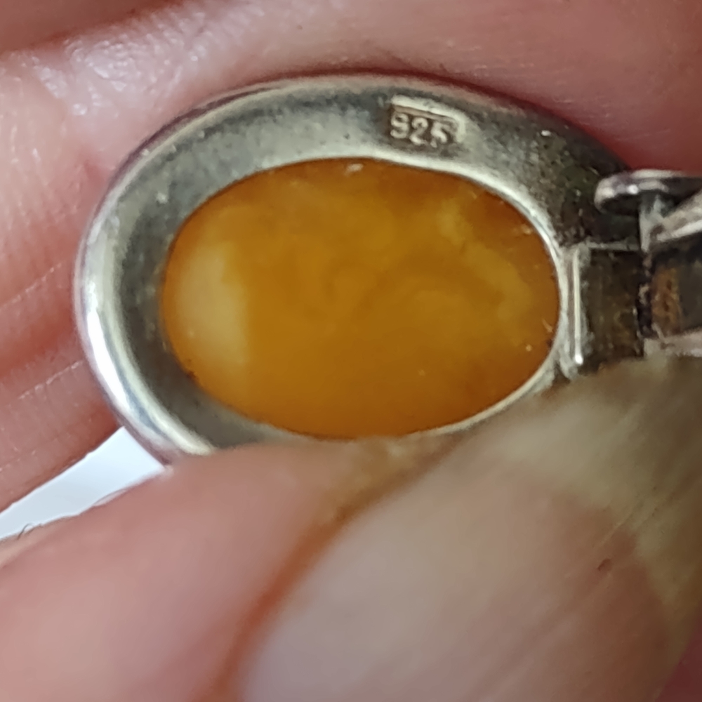 vintage Egg Yolk Baltic Amber Earrings - Sterling Silver - Clip-on - Picture 14 of 16